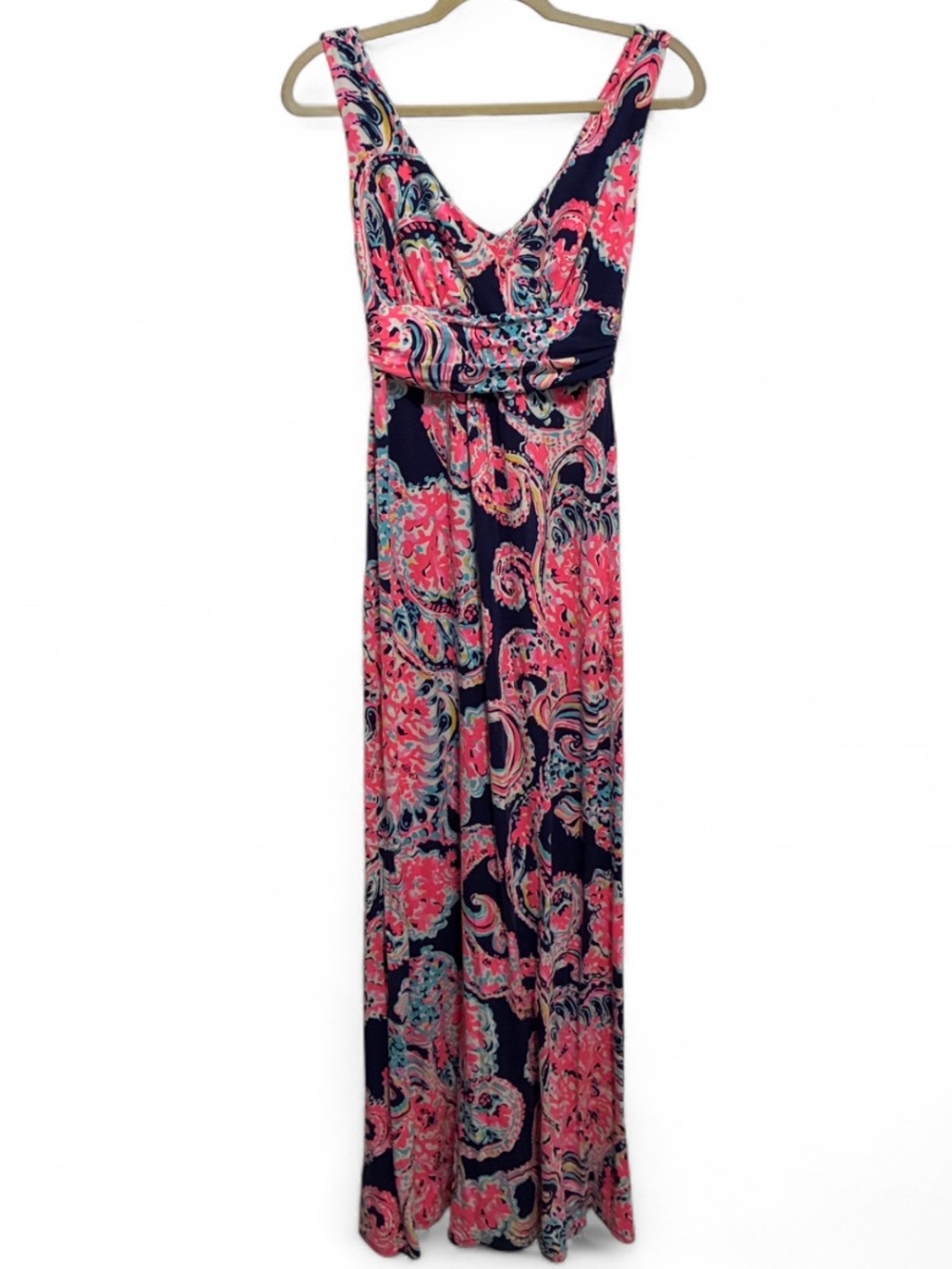Lilly Pulitzer Sloane Dark Blue Sleeveless Paisley Maxi Dress